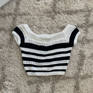 Intermix Off the Shoulder Cropped Sweater